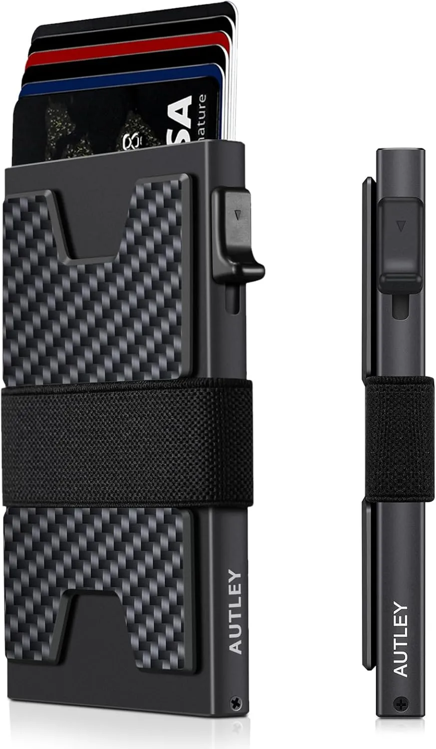 AUTLEY Slim Card Holder Wallet - Carbon Fiber & Aluminum RFID Blocking