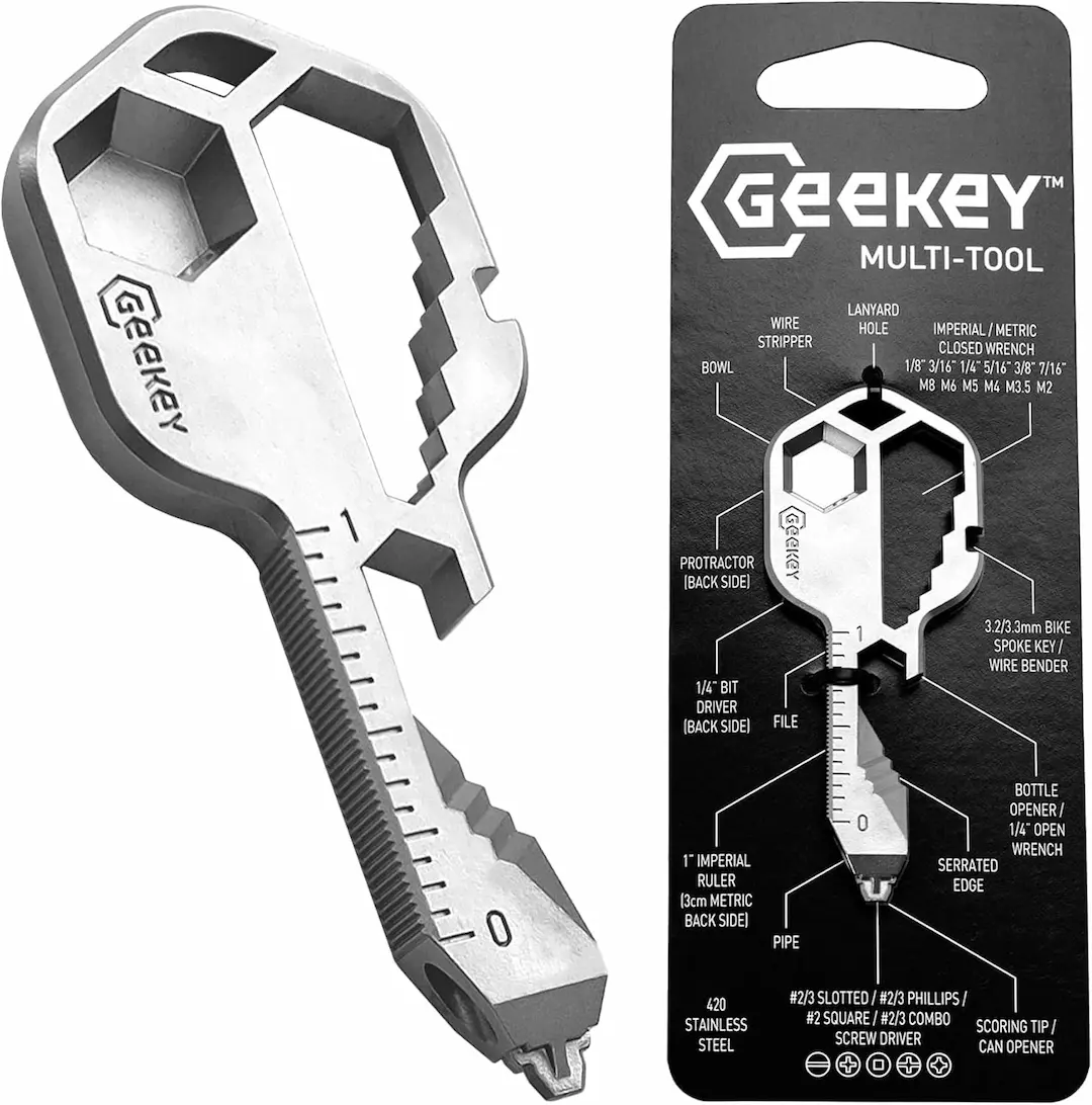 Geekey Keychain Multitool - 16+ Functions EDC Tool